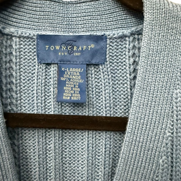 Vintage Towncraft Cable Knit Sweater Vest Grandpa Core Blue Eclectic Men’s XL 🌿 - Picture 5 of 6